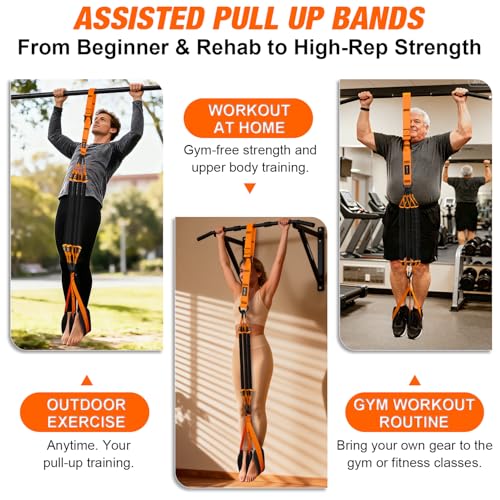 UZTUGG Heavy Duty Pull Up Assistance Bands, Pull Up Assist Band with Dual Foot Rests for Men, Home Gym Strength Training E...