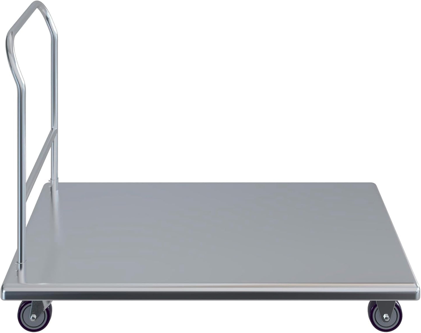 Express-KitchQuip Stainless Steel Platform Cart โ 24" W x 48" L x 32" H | Heavy-Duty Flatbed Push Dolly with Handle | Utility Transport Cart for Commercial Kitchens, Warehouses, and Storage