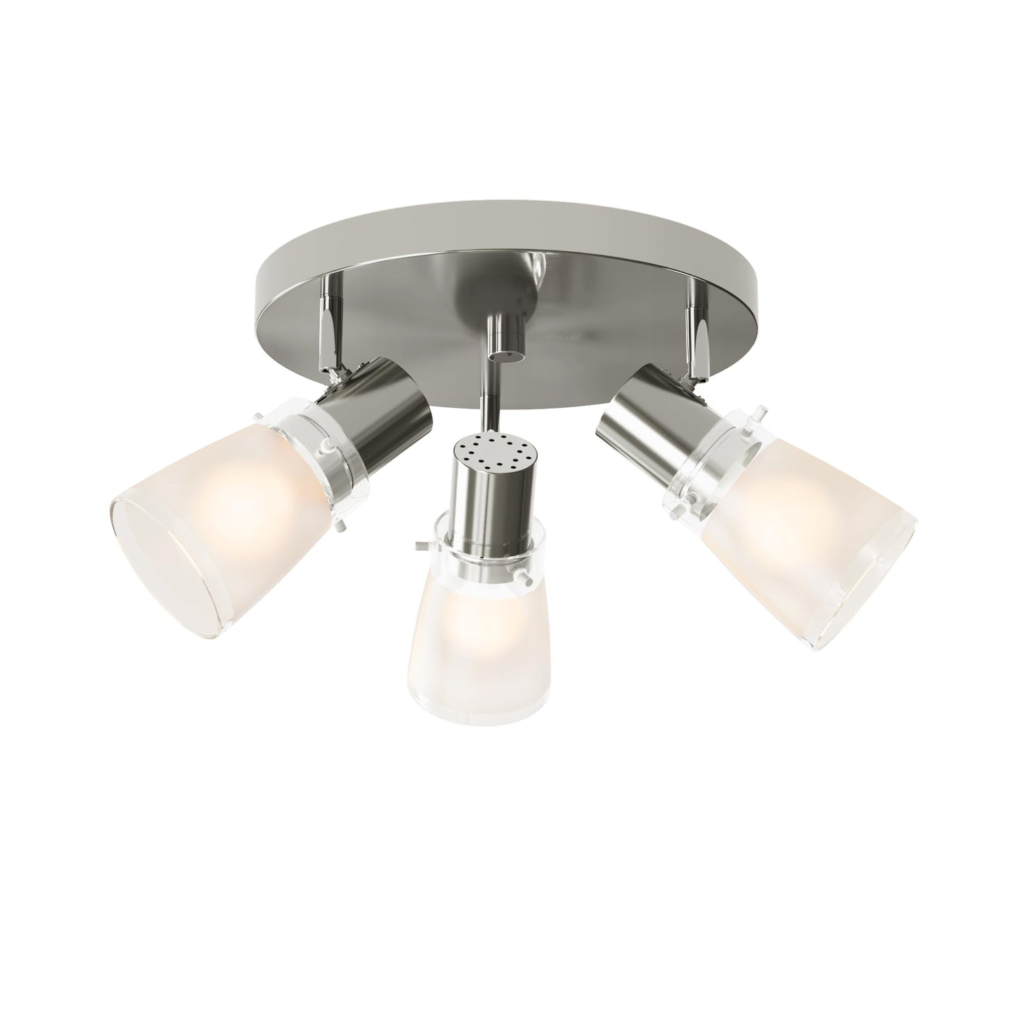 Laite Lumens 10 Decorative Track Lighting Kit, Brushed Nickel Finish Flush Mount Ceiling Light Fixture with Frosted Glass Sha