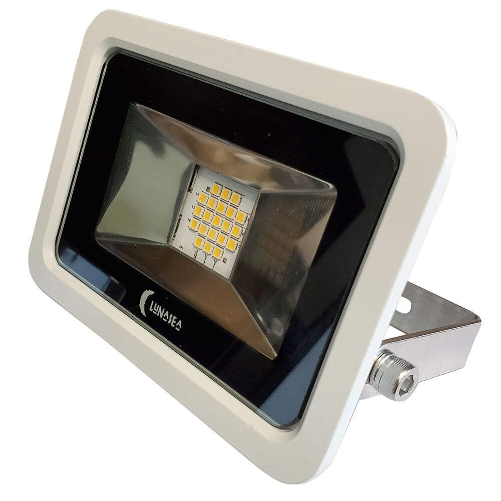 Lunasea 10W Slimline Led Floodlight, 1200 Lumens, Cool White, 120Vac, White Housing, Model Llb-366N-31-10, One