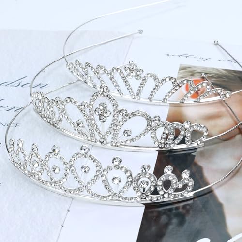 Dizila 8 Pieces Silver Metal Birthday Party Prom Bridal Wedding Dazzling Rhinestone Princess Crown Headbands Tiaras Headpi...