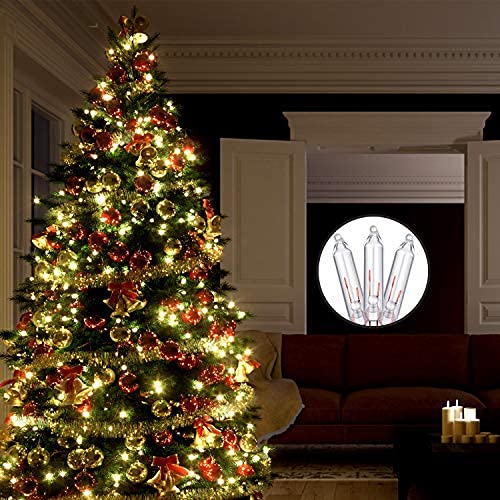 Mudder Mini Christmas Replacement Light Bulbs, 2.5V, 0.42W, Red & Green, 400 Pcs for Indoor/Outdoor Xmas Decor