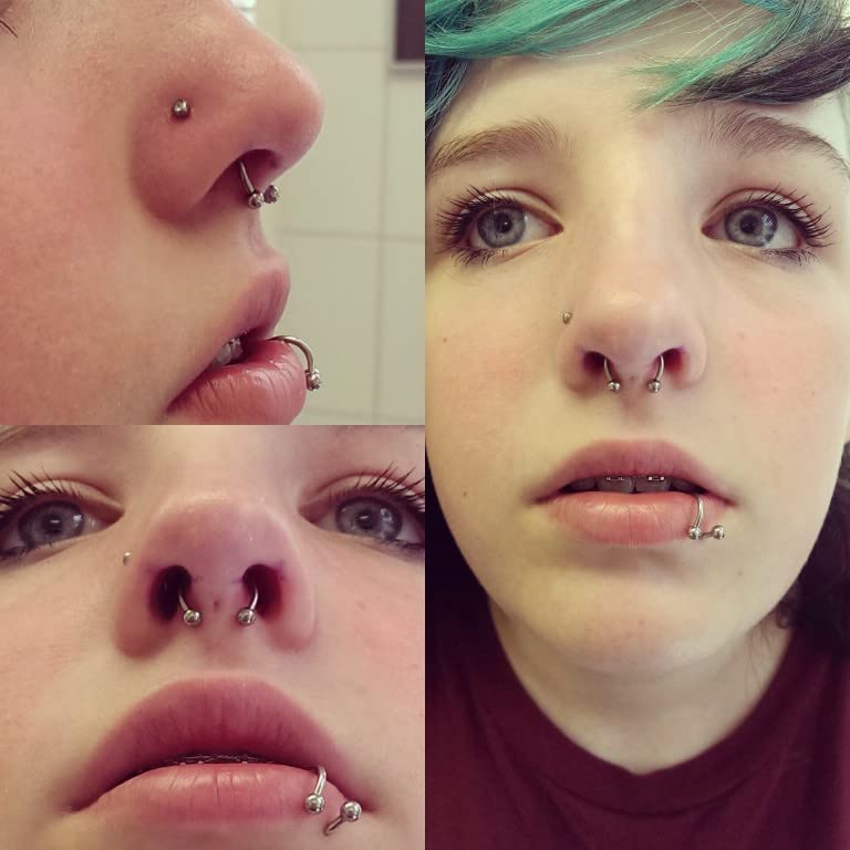 D.Bella 14G Horseshoe Rings Surgical Steel Nose Septum Horseshoe Hoop Earring Eyebrow Tragus Lip Rings Daith Helix Piercing Jewe