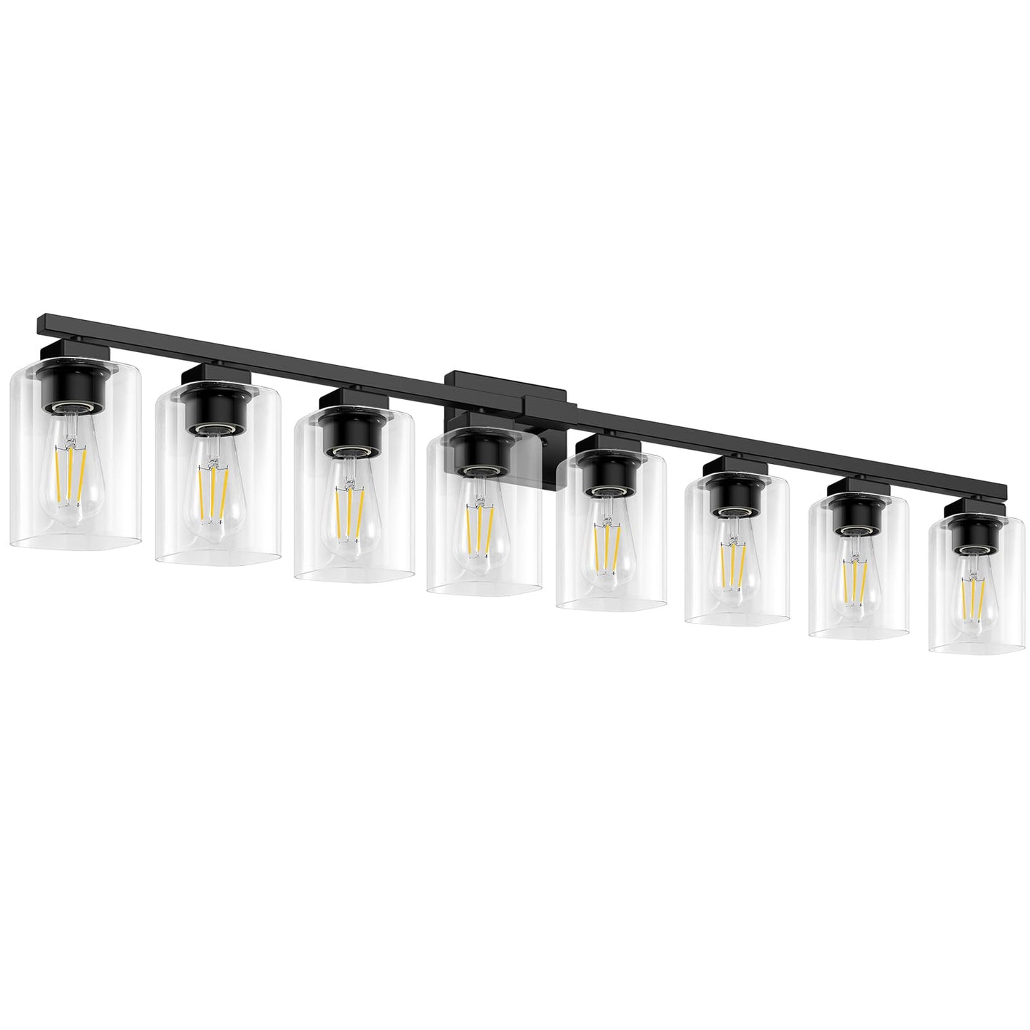 Beslowe 51 8-Light Bathroom Light Fixture Modern Black Vanity Light Bathroom Lighting Fixtures Over Mirror Matte Black Bathroom Wall Lamp Wall Lights For Living Room Bedroom Hallway
