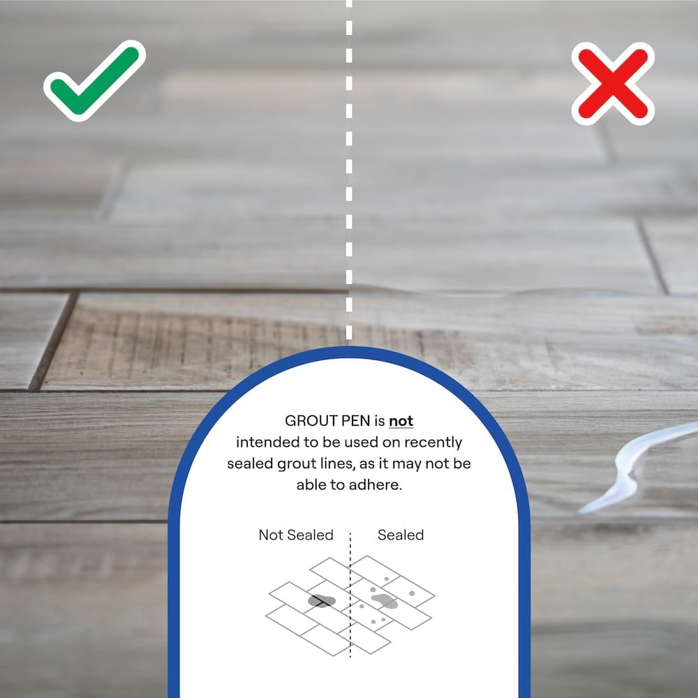 Grout Pen Grey Grout Paint: Waterproof Tile Paint Grout Refresh Restorer for Floor, Kitchen & Bathroom Shower Tiles - Grey - Can Size for Larger Projects - 125ml (4.2oz)