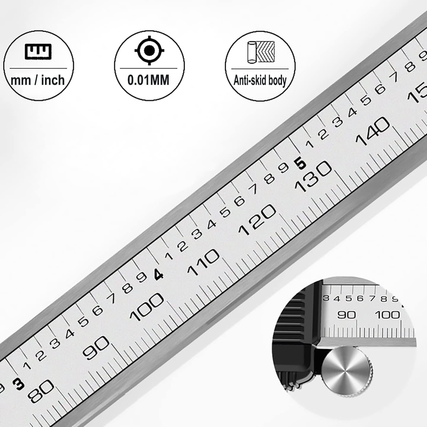Digital Caliper,Electronic Digital Calipers, YKLSXKC 0-6" Calipers Measuring Tool, Stainless Steel Construction with Large LCD Screen, Auto-Off Feature for 3D Printing,Inch and Millimeter Conversion