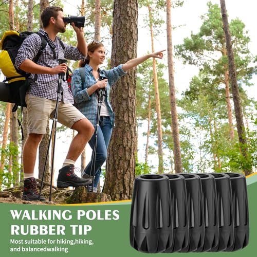 Durable Replacement Rubber Tips for Trekking Poles - Universal Anti-Slip Hiking Stick Caps - Shock Absorbing Pole Accessor...