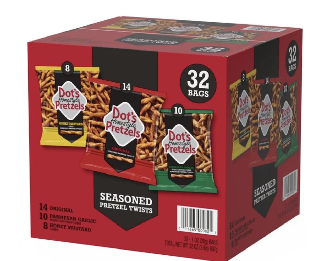 Dots Homestyle Pretzels Variety Pack Original Parmesan Garlic Honey Mustard Seasoned Pretzel Twists 32 Count 1 oz Bags