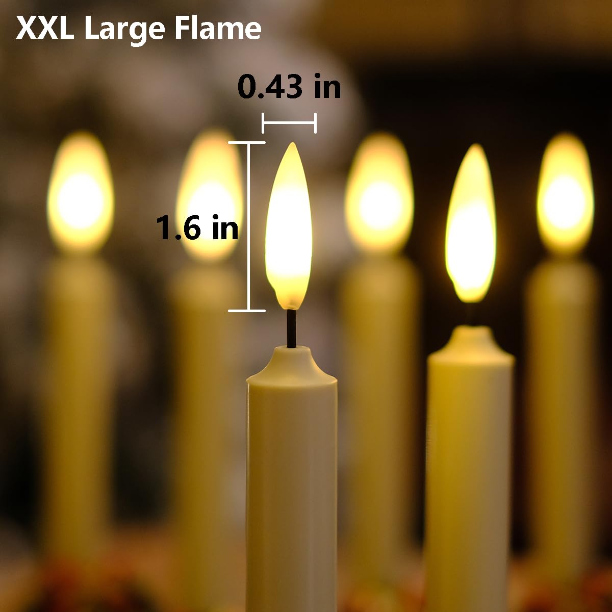NONNO & ZGF 6 Pack Flameless 8.7'' Window Candles +6 Wreath(with Bows/Bells)+12 AA Batteries(Include)+ 6 Suction Cups+ 6 Golden Candleholders. Battery Powered Ivory Taper Candle with Remote and Timer
