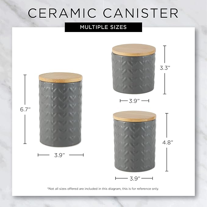 DII Kitchen Accessories Collection, Textured Matte Ceramic Canister Set, Pale Mauve, Vine, 3 Piece