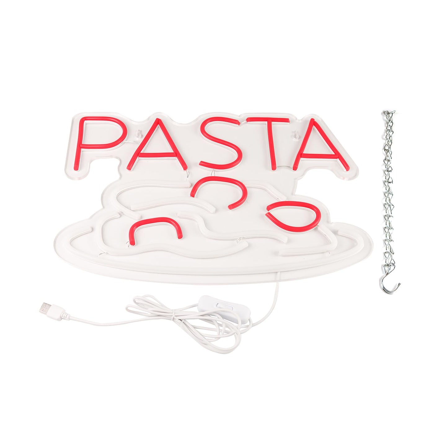 Jfllamp Pasta Neon Signs For Wall Decor Neon Lights For Bedroom Led Business Signs Suitable For Italian Pasta Restaurant Noodle Unique Gift For Lover 5V Power Adapter 16 * 10.6 Inch(Red+White)