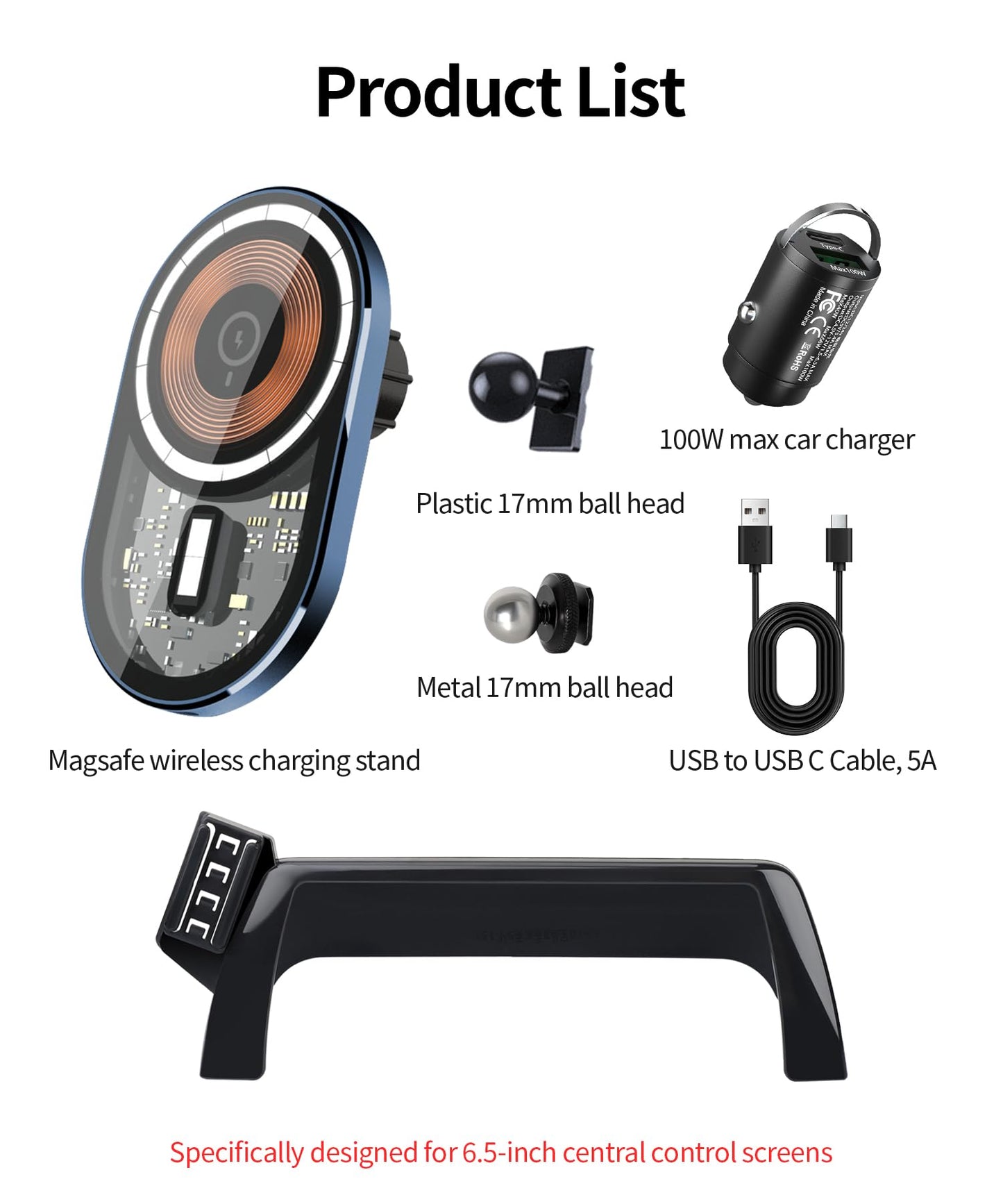 Masergogo Wireless Charging Car Phone Holder For 2012-2018 Bmw 3 Series /2014-2018 Bmw 2 Series/4 Series Accessories 6.5-Inch Sc