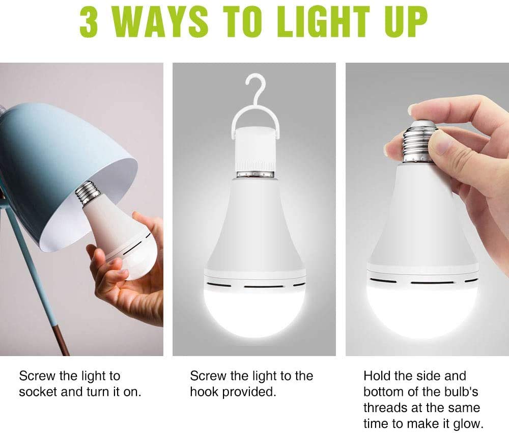 Neporal Emergency Rechargeable Light Bulb, 15W (80W Equivalent), Soft Warm, 1 Count, Aluminum Oxide, Model QP-15w