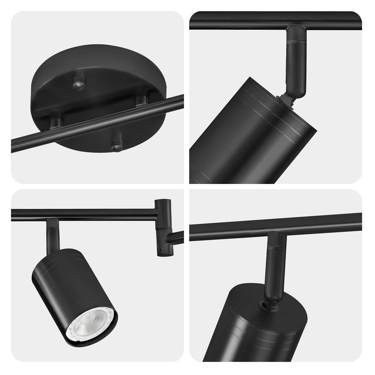 Vonluce 8 Light Track Light Fixture Led Track Lighting Kit With Rotatable Heads 3-Color Gu10 Bulbs Included Modern Ceiling Spotlight For Kitchen Office Closet Studio Bedroom Black