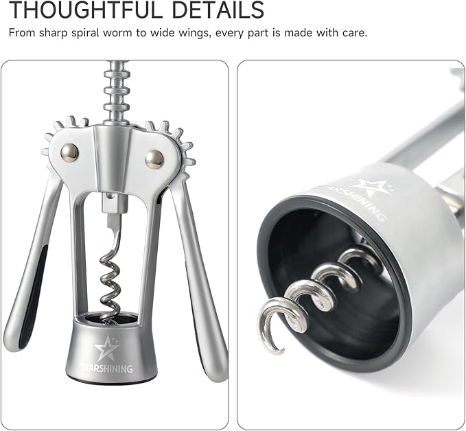 Wing Corkscrew Wine Bottle Opener β Heavy-Duty Stainless Steel Wing Wine Opener, Easy Wine Bottle Opening Tool, Perfect Christmas & New Year Gift for Wine Lovers