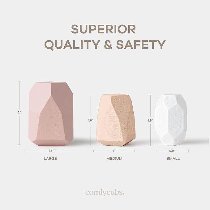 Comfy Cubs Stacking Rocks 36 Pieces, 36 Months+, Educational Toddler Stacking Blocks, Promotes Imagination, Balance & Fine Motor Skills - Wooden Rocks Sensory Toys Gift for Kid, Girl Pack
