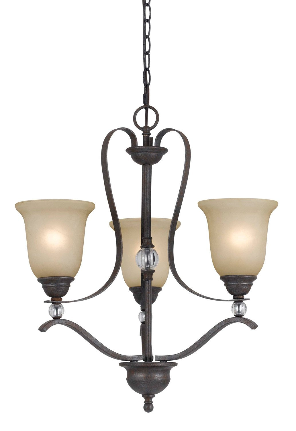 Cal Lighting Riverton Three Light Chandelier Fixture, Metal, 21inL x 21inW x 24inH, Dark Bronze, Model FX-3530/3
