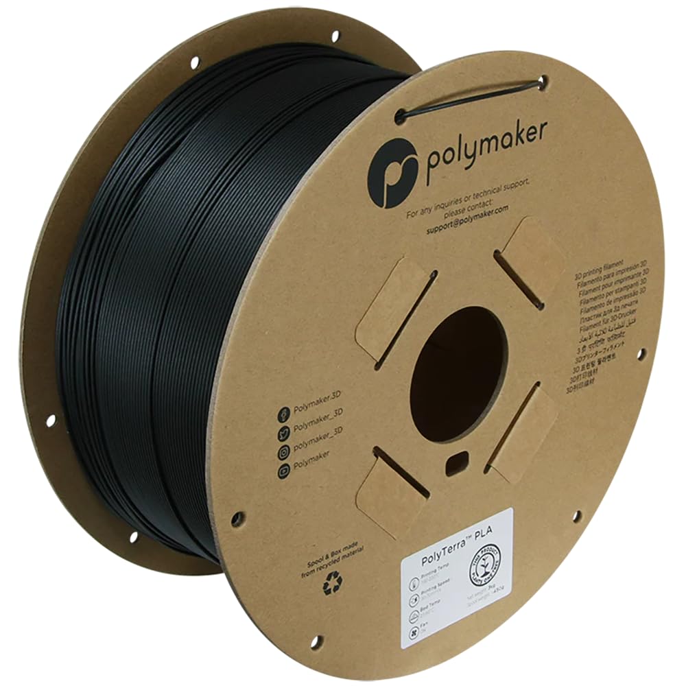 Polymaker Matte PLA for Production 1.75mm 2.5kg Black, 1.75mm 3D Printer PLA Filament 2.5kg, Cost Effective Large Spool for Heav