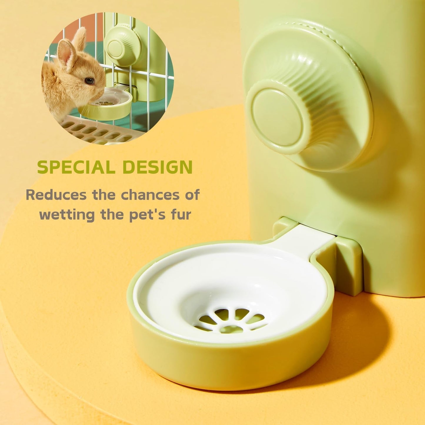 Rabbit Water Bottle, 600ml/21oz Hanging Water Dispenser Feeder Cage Crate Hutch Bunny Puppy Cat Chinchilla Ferret Guinea Pigs Squirrel Hedgehog (Green)