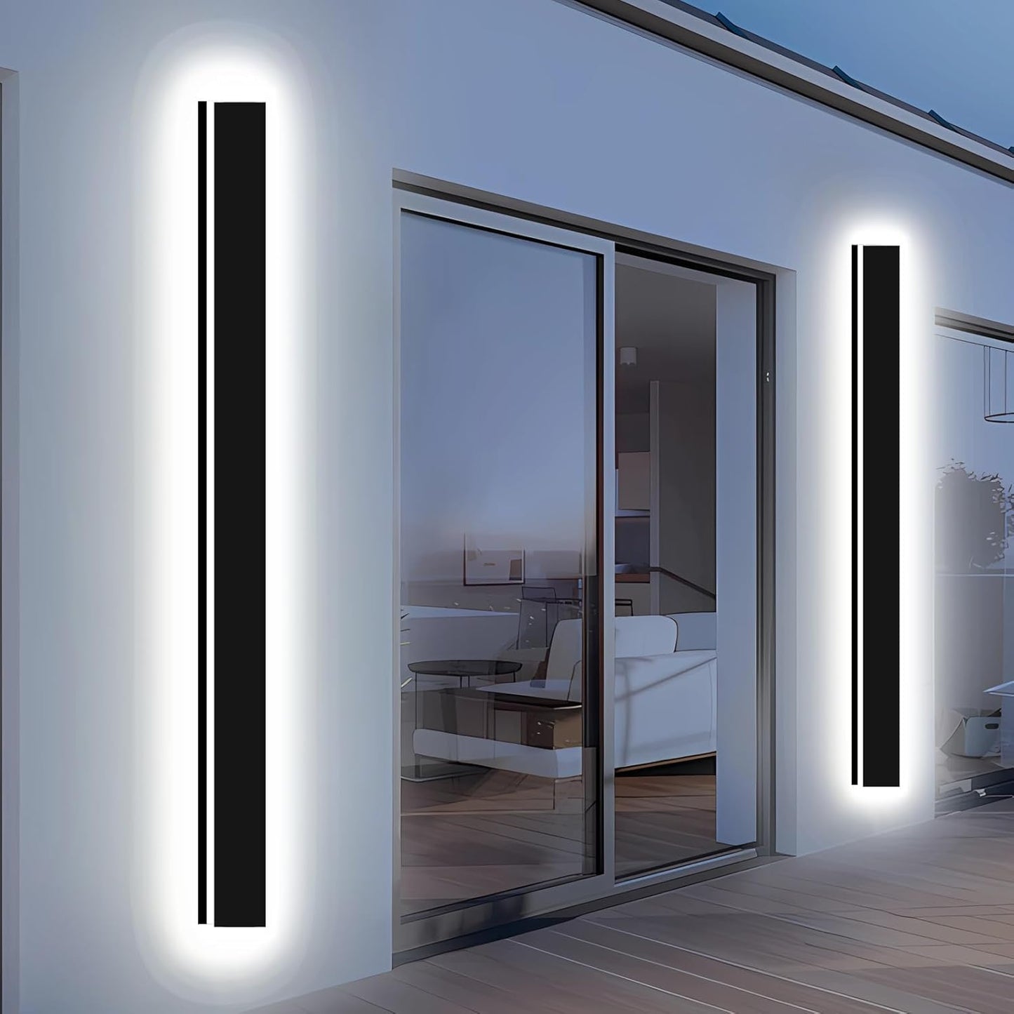Enmln 24In Modern Outdoor Lights Fixture 4.33In Wide Dimmable Exterior Wall Lights For Garage And Front Door Long Outdoor Wall Sconce Ip65 Waterproof Black Led Outdoor Entrance Lighting
