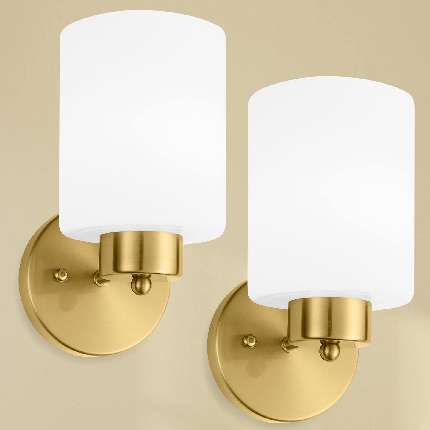 Halialumi Gold Wall Sconce Set of Two, Brushed Gold Metal Bath Lighting, Modern Mid-Century Design, Model Gold Ha-BS