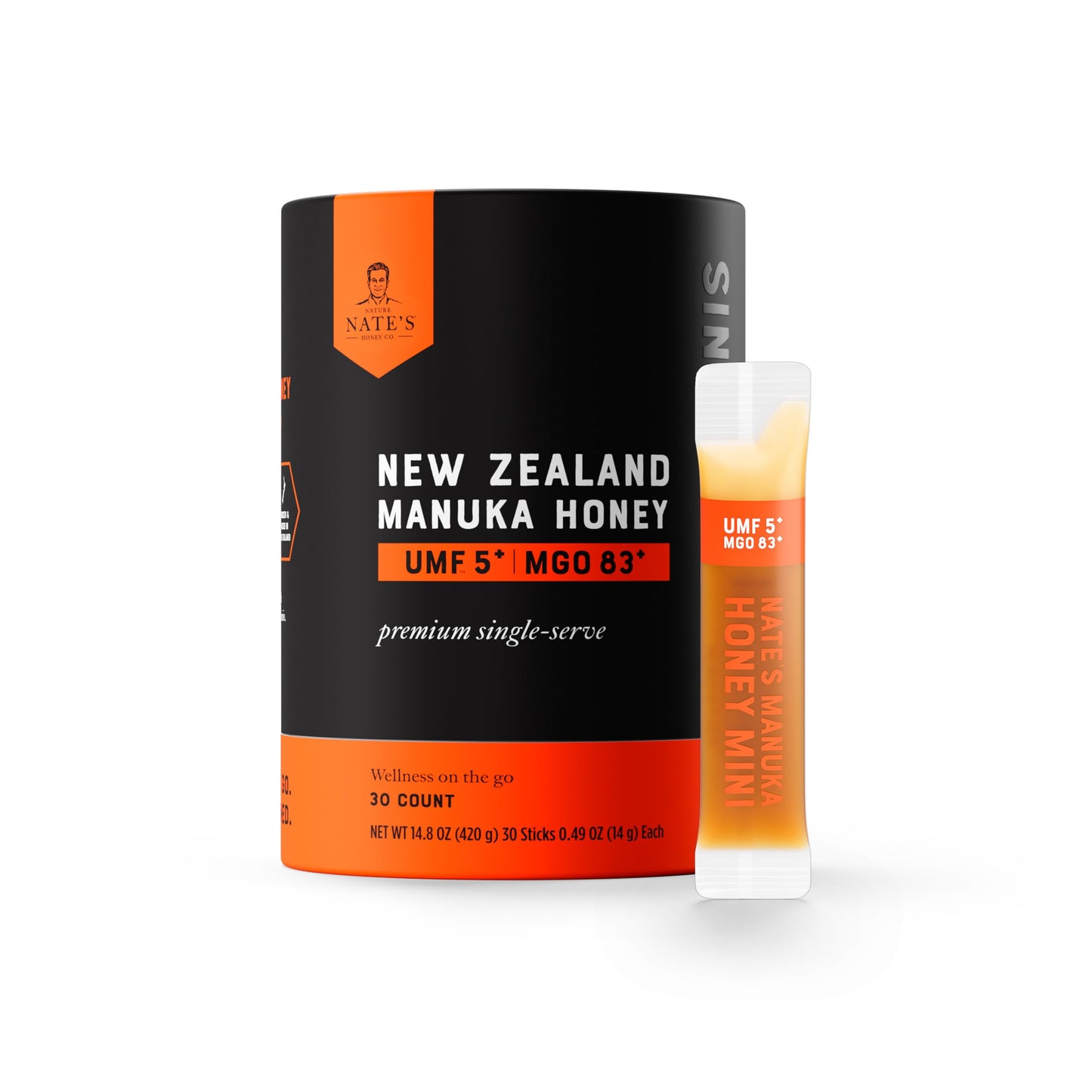 Nates Manuka Honey Minis - 30 count Single-serve Pure Manuka Honey - MGO 83+ | UMF 5+ Certified - 30 Single-Serve Packets for On-the-Go Daily Wellness