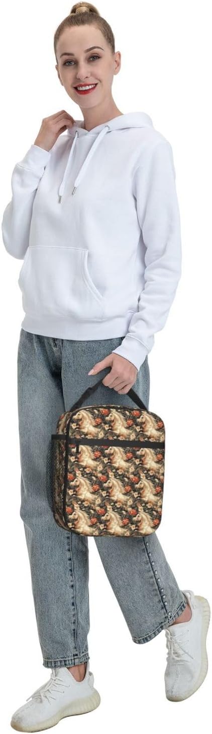 Horse Lunch Box for Women Kids Girls Insulated Lunch Bag Lunchbox Adults Lunch Tote Bags Reusable Cooler for Work Office School Picnic Travel