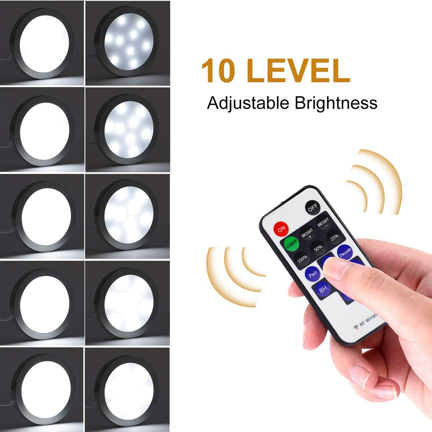 AIBOO LED Under Counter Lighting, 12W Dimmable Puck Lights, 12 pcs, Aluminum, 6000K Daylight White, Model YK-300000197