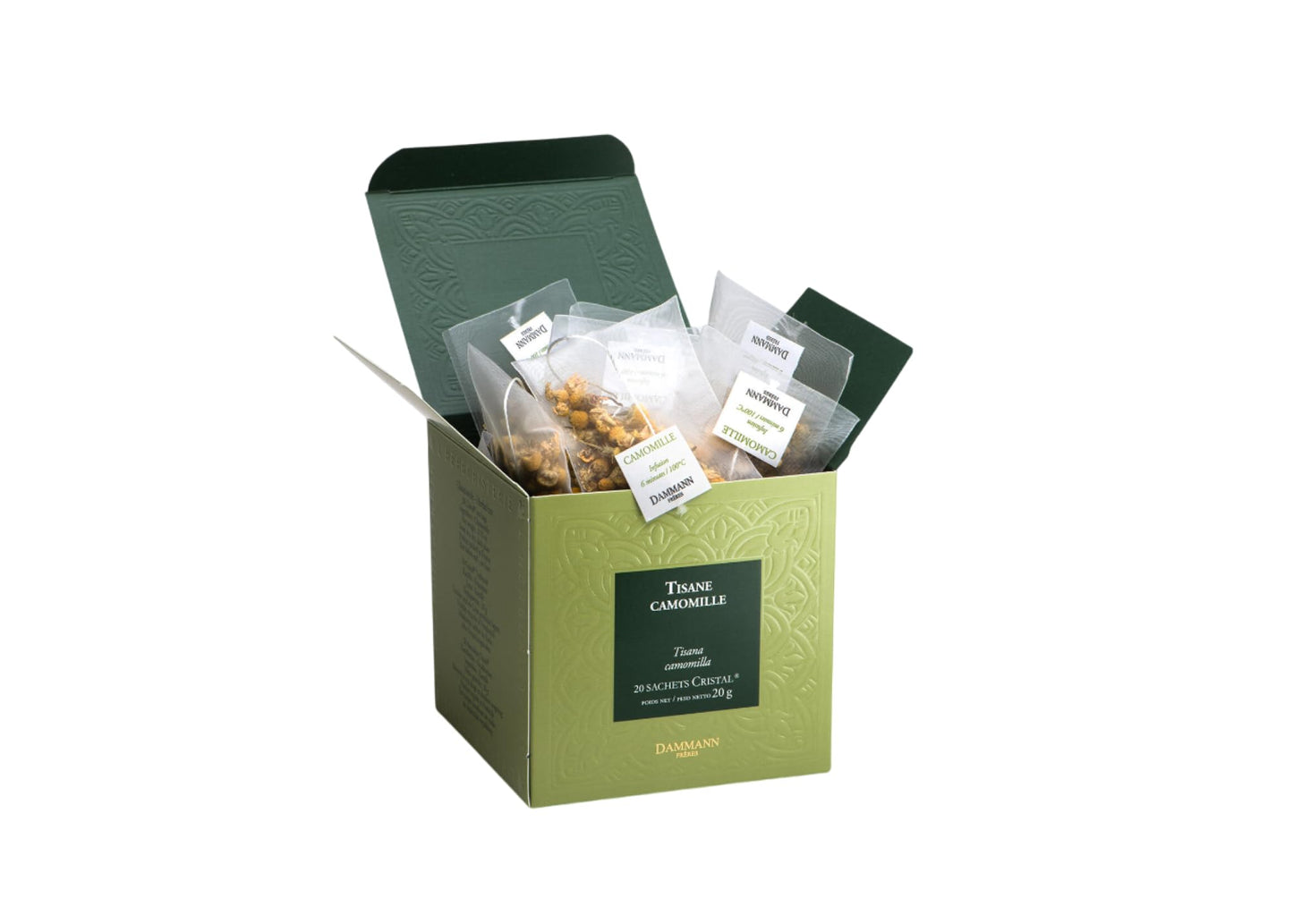 Dammann Freres Sachets Chamomile Tea Bags enhanced Gourmet French Herbal Tea 20 Count (Single Pack)