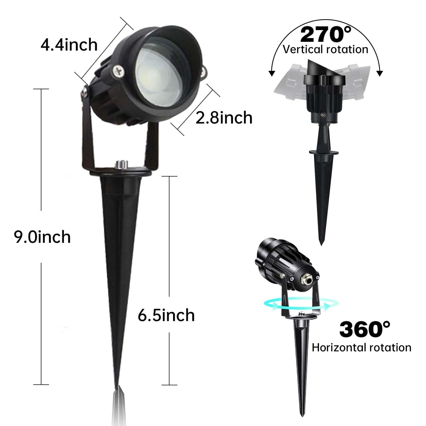 LAVAED 10W LED Landscape Lighting Waterproof Spotlights 1000LM 12/24V Low Voltage 8Pack Aluminum
