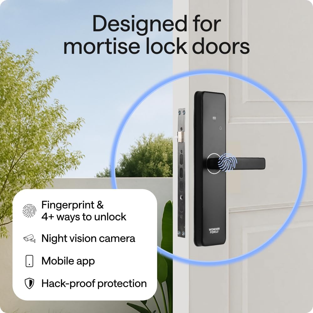 WiFi Smart Door Lock with Camera - European DIN Standard (Not U.S ANSI Compatible) – Keyless Mortise Lock Set with Fingerprint, Keypad, RFID & App – Pro Installation