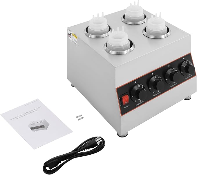 Electric Sauce Warmer Dispenser, Countertop Stainless Steel Sauce Heat Preservation Machine, Hot Fudge Nacho Cheese Ketchup Warmer for Commercial, with 650ml Squeeze Bottle*2