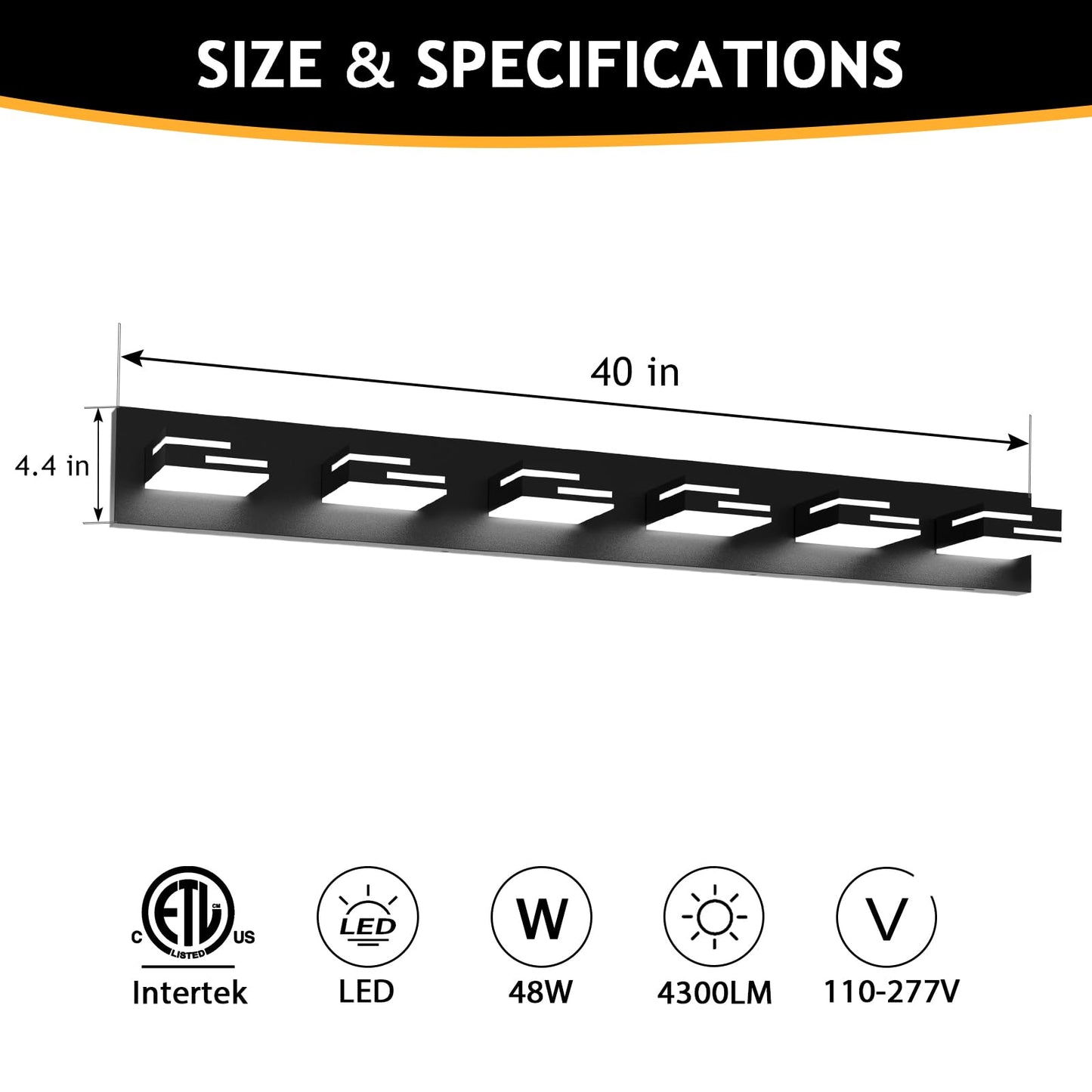 Lkhf Led Modern Bathroom Vanity Light Fixtures 6-Light 5Cct Dimmable Matte Black Vanity Lights For Bathroom Lighting Fixtures Over Mirror With 350?Rotatable Acrylic Heads 40-Inch