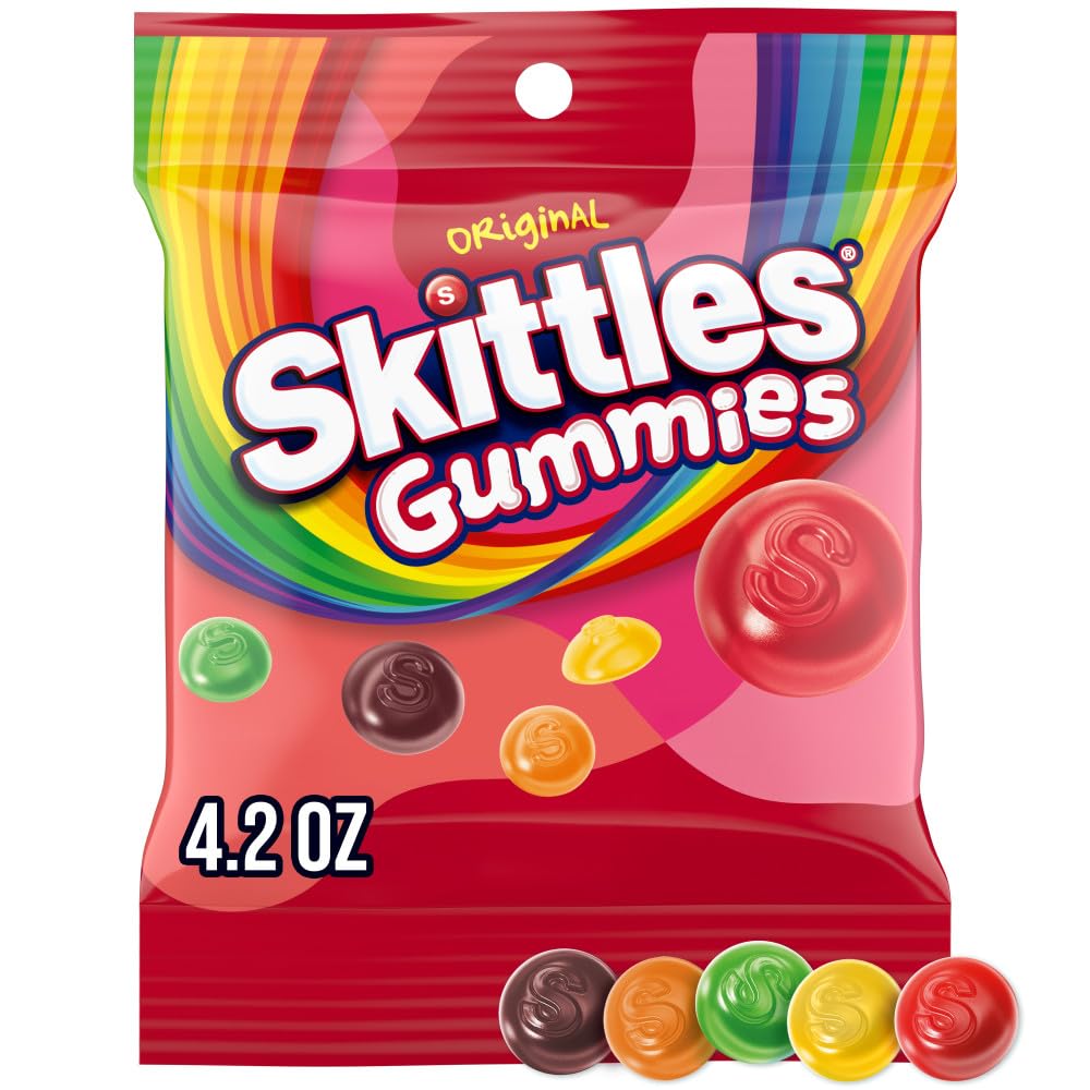 SKITTLES Gummies Original Fruity Gummy Candy 4.2 Oz Bags Bulk Snacks Pack of 12