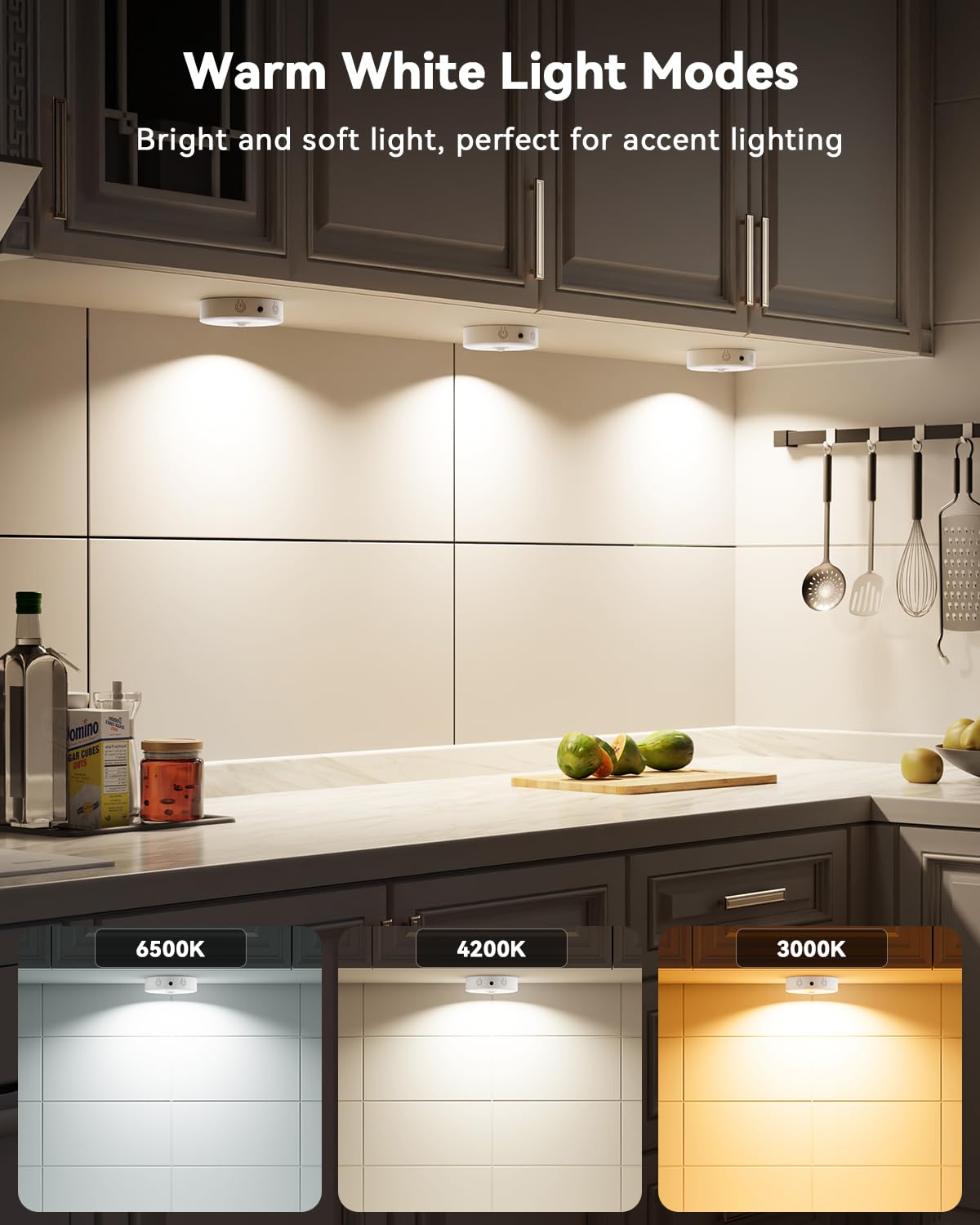 LENOMA Puck Lights with Remote Control, Rechargeable Under Cabinet Lighting, 3 Color Temps, 12 RGB Color LED Motion Sensor Lights Wireless, Dimmable Tap Lights for Closet, Kitchen, Shelf, Stair