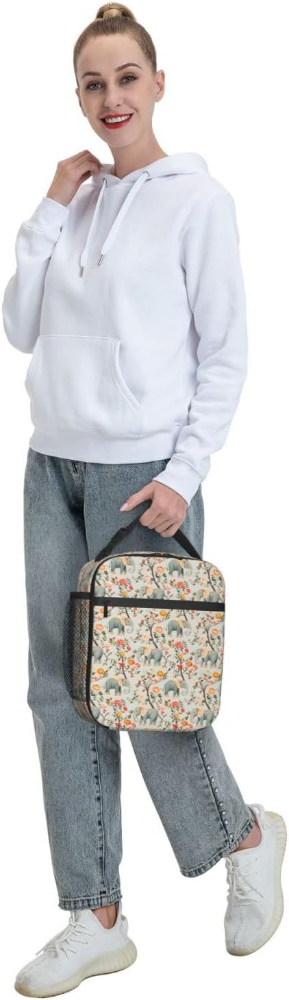 Elephant Lunch Box Insulated Lunch Bag for kids Girls Boys,Reusable Lunch Box Containers for Women Men,Durable Cooler Tote Bag Lunchbox for Office/School/Picnic
