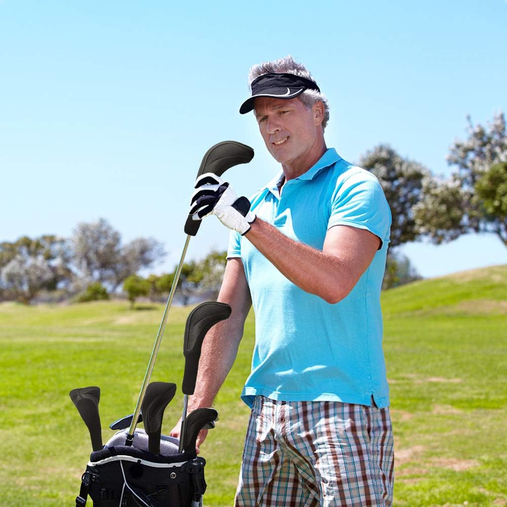 Golf Club Head Covers for Fairway Woods Driver Hybrids, 3Pcs Long Neck Mesh Golf Club Headcovers Set with Interchangeable No. Tags 3 4 5 6 7 X