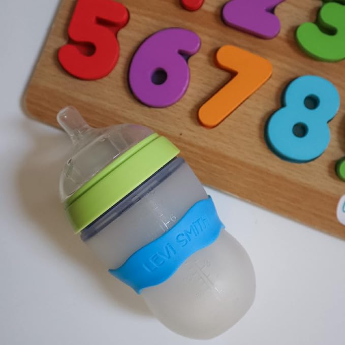 InchBug Orbit Labels - Baby Bottle Name Labels for Daycare, Sippy Cup Bands - Engraved Silicone, Reusable, Dishwasher Safe, Matching Color Personalization, 4-Pack (Bubblegum Pink)
