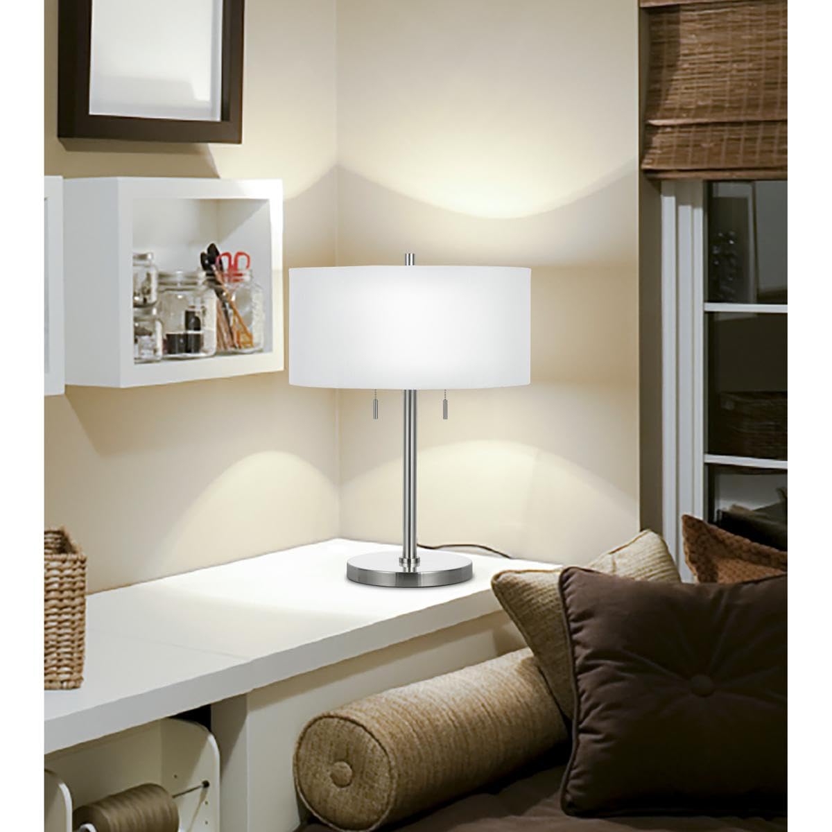 Cal Lighting BO-2450TB-BS Transitional Table Lamp, Metal, 17x17x23.5 inches, Silver