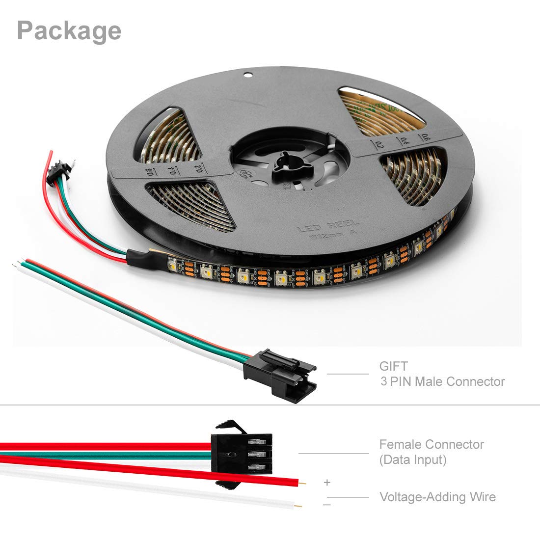 Btf-Lighting Sk6812 Rgbw Dream Color Led Strip, 16.4Ft, 60 Leds/M, Ip65 Waterproof, Black Pcb, Rgb + Natural White