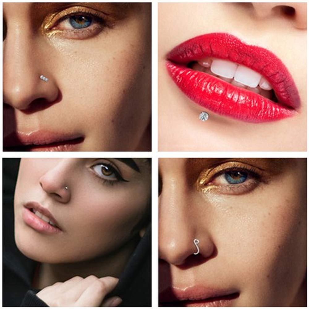 20G Silver Surgical Steel Nose Screw Nose Stud Nose Rings Hoops Nose Hoop for Women Men