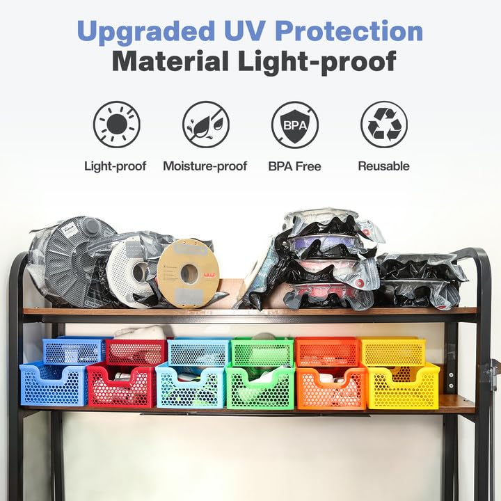 Vacbird Filament Vacuum Storage Kit with USB Pump, 20 Pack Light-Proof Vacuum Sealed Bags for 3D Filament, Spool Sealing for Keeping Dry and Clean (12.6 * 13.38 in)