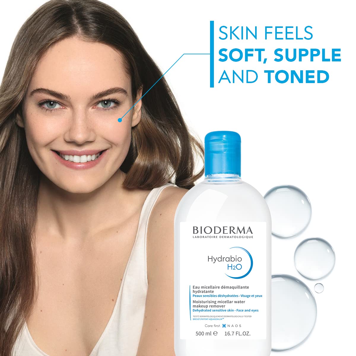 Bioderma - Hydrabio H2O - Micellar Water - Cleansing and Make-Up Removing - for Dehydrated Sensitive Skin , 16.91 Fl Oz (Pack of