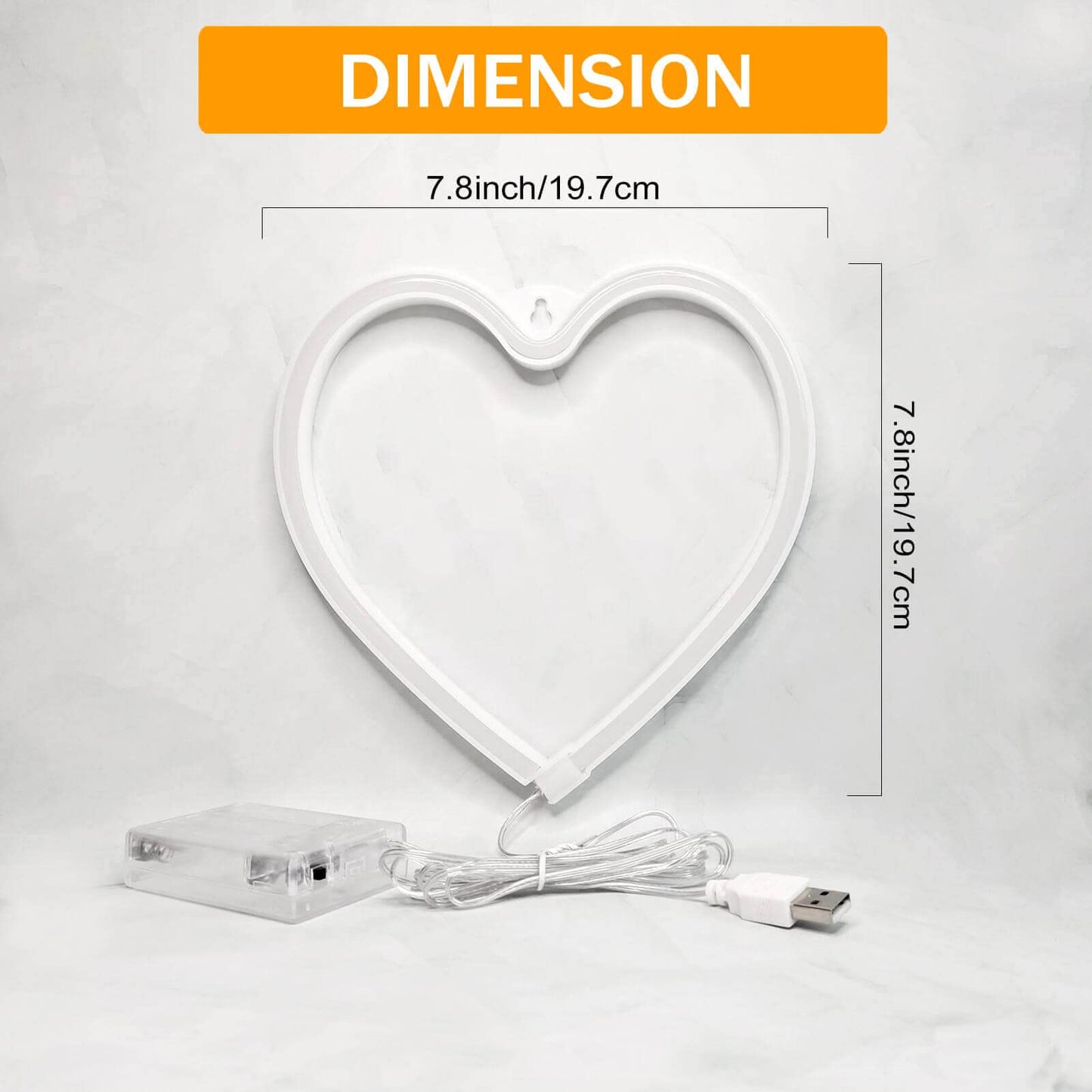 VIFULIN LED Heart Light Neon Sign, Yellow Heart Night Light, USB/Battery Operated, WarmWhite, Heart Room Decor for Valentines Day