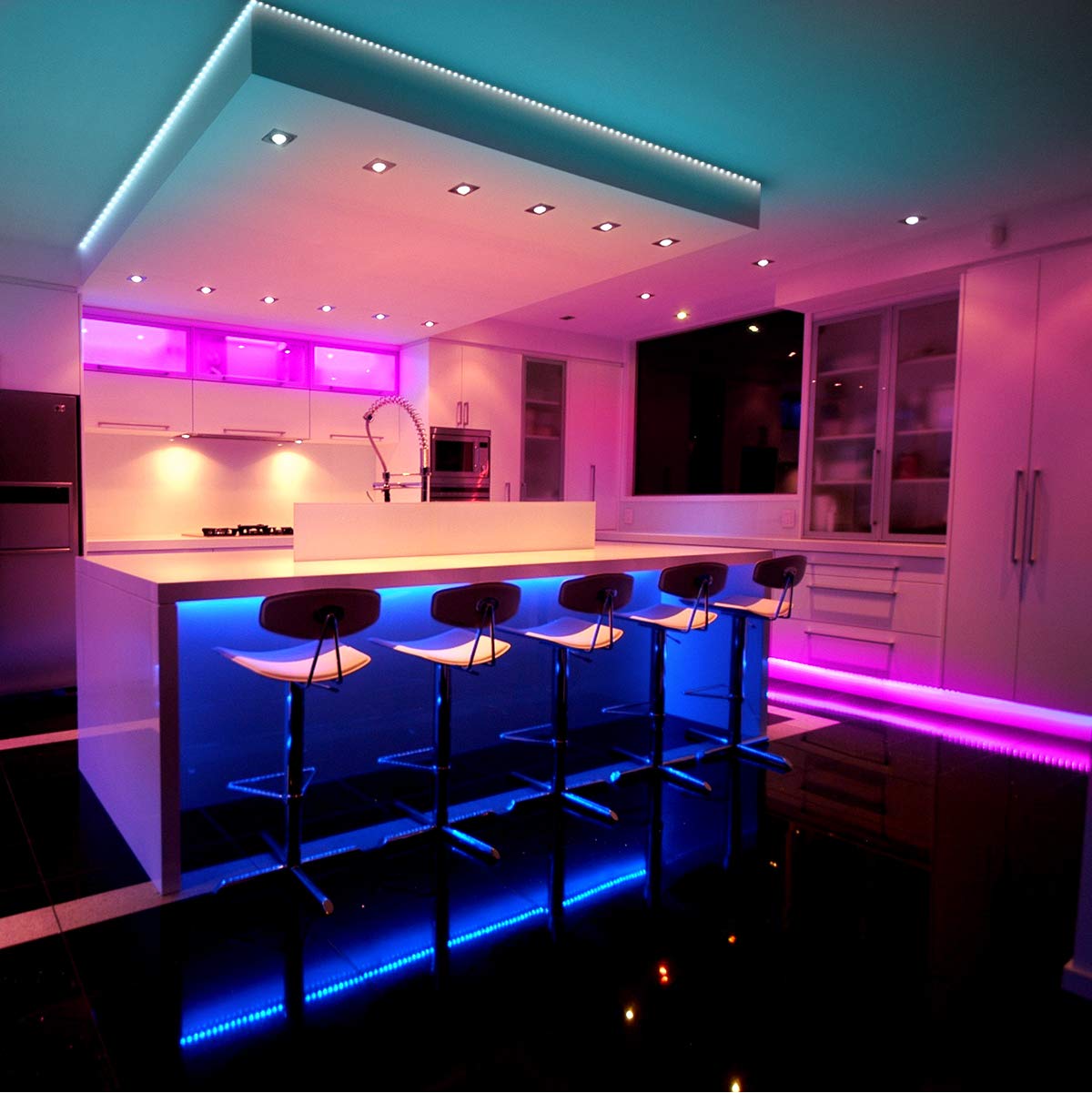 DAYBETTER LED Strip Lights, 60ft Multicolor, 2 Rolls of 30ft, Remote Controller, Plastic, Model FLSL50329RGBDBUS