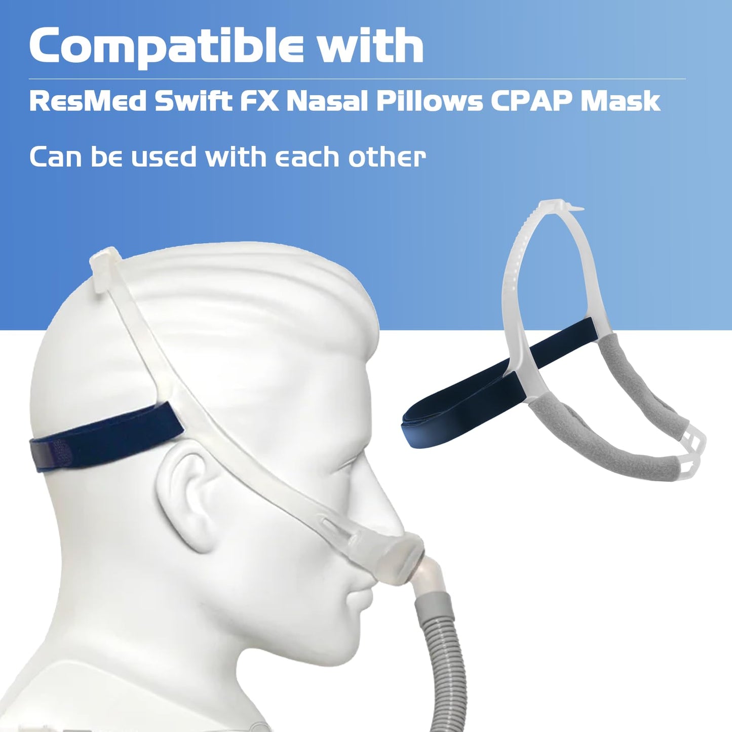 PalpitateC Headgear with Silicone Frame for ResMed Swift FX Nasal Pillows CPAP Mask, for ResMed Swift FX Headgear Including Adjustable Silicone Frame