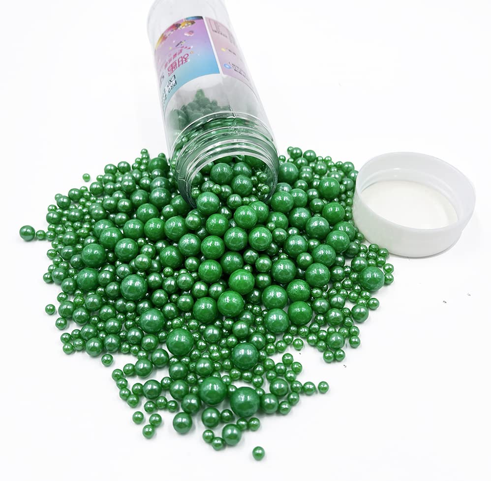 Christmas Sprinkles Pearl Sugar Green Candy 130g/ 4.6oz Baking Edible for Cake Decorations Cupcake Toppers Cookie Decorating Ice