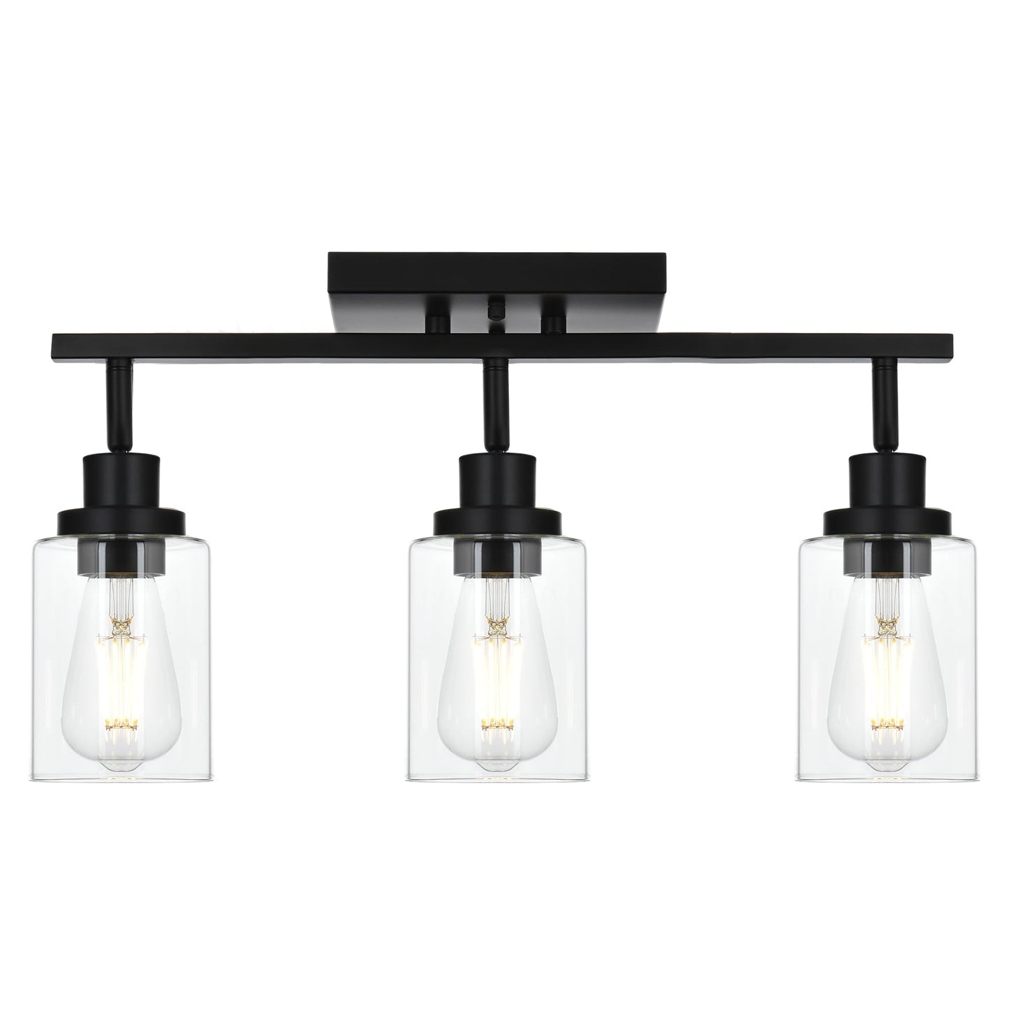 Wanluce 3-Light Track Lighting Kit Black Track Lighting Fixtures Bathroom Wall Sconces Ceiling Mount Kitchen Tracking Lights Rotatable Spotlight With Clear Glass Shade For Kitchen Shop Hallway