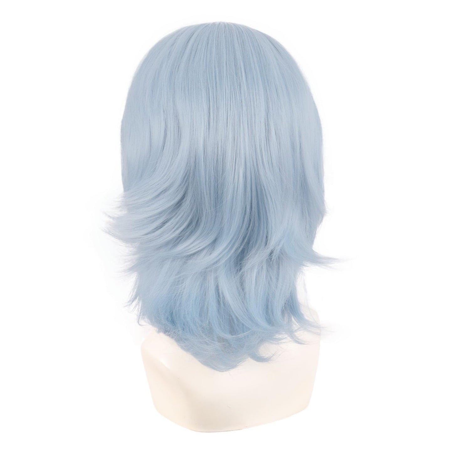 MapofBeauty 14 Inch/35 cm Short Cosplay Wolf Tail Synthetic Side Bangs Party Wig (Gray-Blue)