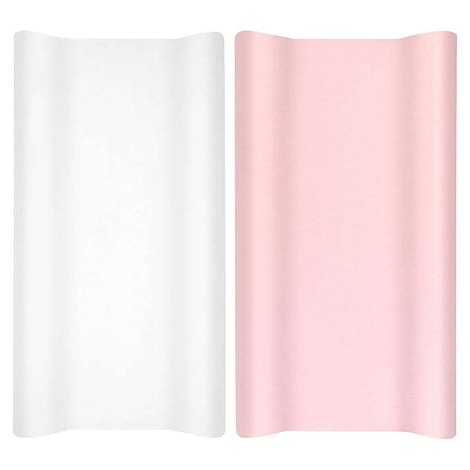 TILLYOU Changing Pad Cover Set in Soft Jersey Material - Fits 32"/34''x16 Contoured Pad for Babies,Peachy Pink & White